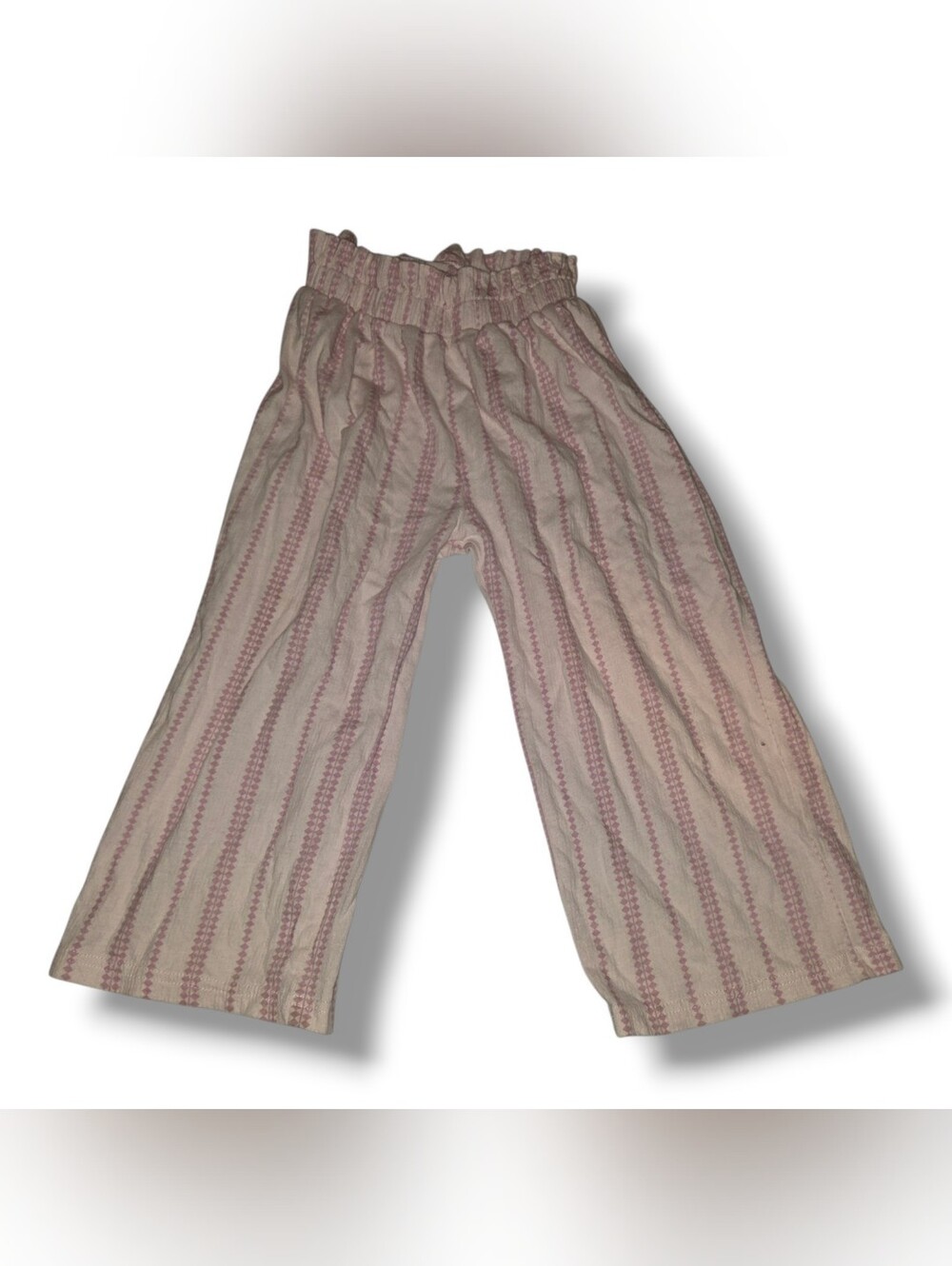 Girls' Pink Striped Elastic-Waist Casual Pants